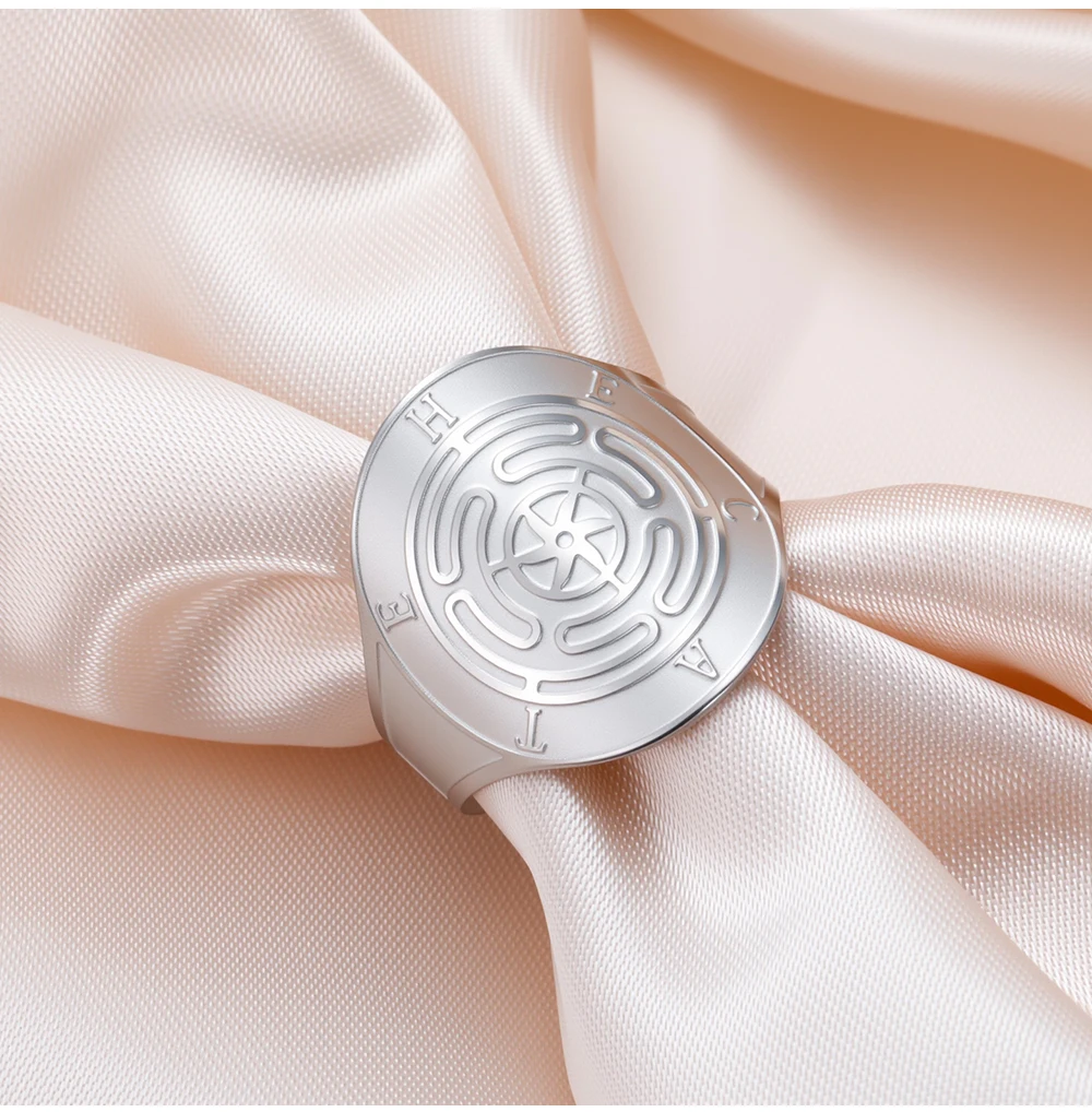 COOLTIME Pentagramm-Ring für Damen, Edelstahl, offen, verstellbar, magischer Pentagramm-Fackel, Amulett-Ring, Schmuck, Geschenk – Detail 7