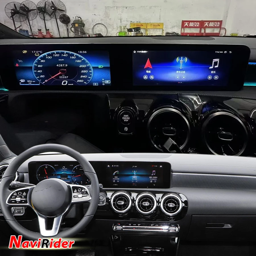 Car Radio For Benz A Class W177 2019-2022 Dual Screen Android Auto GPS Navigation Head Unit Multimedia Video Player Carplay 4G