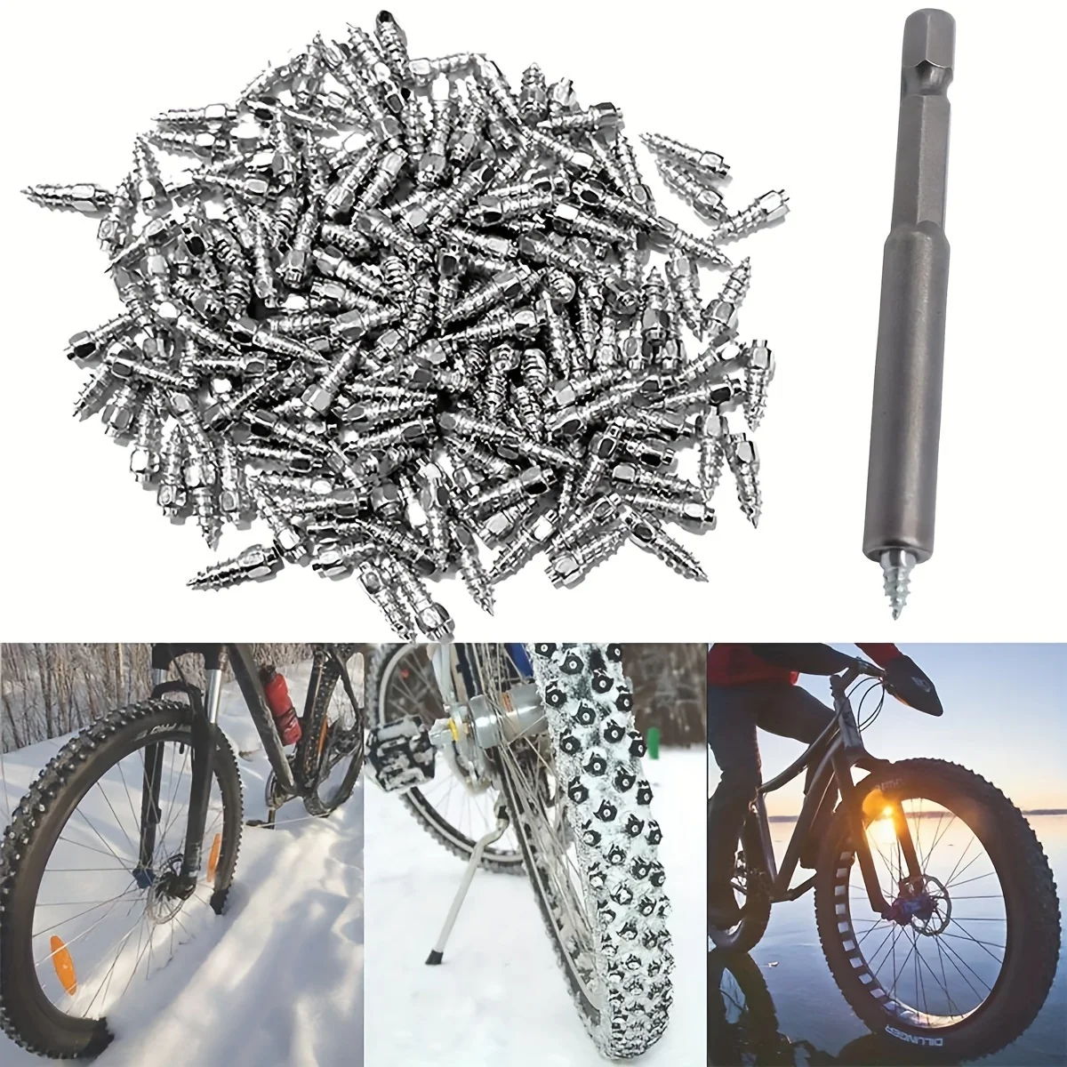 100Pcs Car Tire Studs Anti-Slip Screws Nails Auto Motorcycle Bike Truck Off-road Tyre Anti-ice Spikes Snow Shoes Sole Cleats