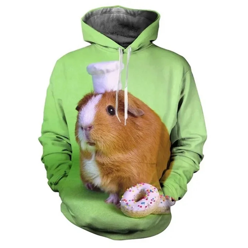 Simpatiche felpe con cappuccio cavia Animal Graphic 3D Print uomo Hip Hop Streetwear felpe con cappuccio pullover oversize top abbigliamento per