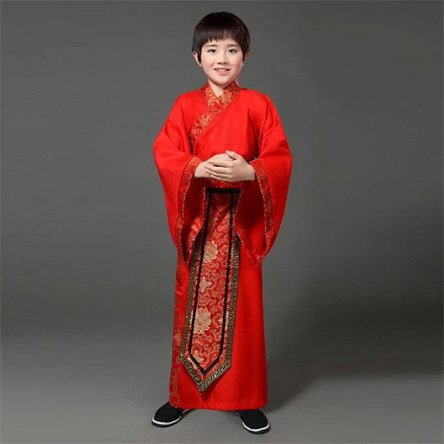 

Традиционный древний китайский костюм для мальчиков, традиционное китайское платье Тан ханьфу, детская одежда, косплей, сказочный танец, дети