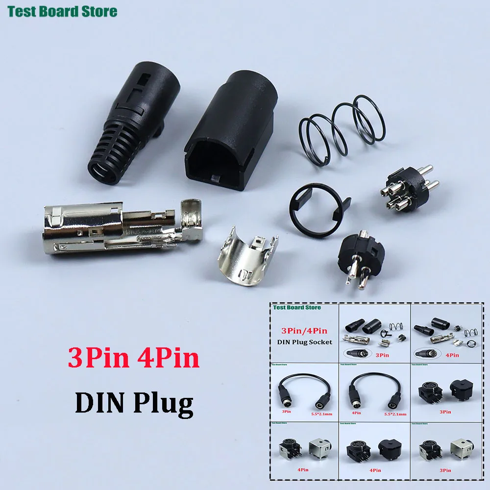 1PCS 3Pin 4Pin Kycon Power DIN Plug Plug Socket 5.5 X 2.1mm DC Supply Adapter Cable For Barcode Printer DVD LCD TV PC
