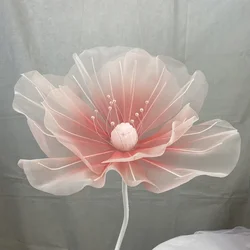 60CM Silk Screen Flower Artificial Poppy Display Window Large Flower Outdoor Wedding Decoration Shooting Prop Large Flower Head