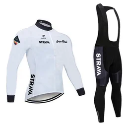 CUDRE STRAVA Men's Cycling Clothing Winter Set Racing Bike Jerseys Long Padding Long Sleeve Cycling Jersey Man Road Bikes Mtb