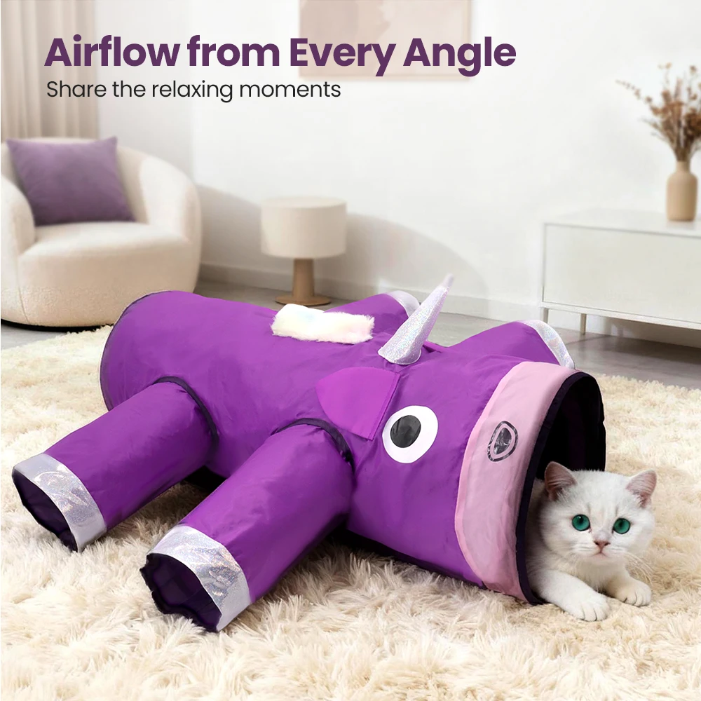 

Многофункциональный туннель для кошек: Рождественский подарок, игрушка от скуки с шуршащей нитью и перьями, интерактивный аксессуар для игр с кошками