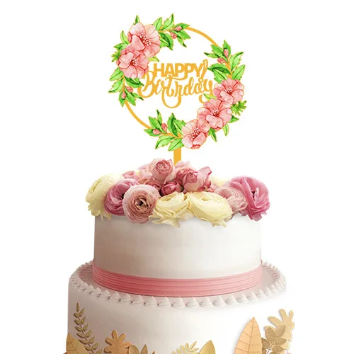 Neuer 3D-Farbdruck Happy Birthday Tortendekoration Gold Acryl Kinder Geburtstagstorten-Topper Dessert-Dekoration für Babyparty – Detail 15