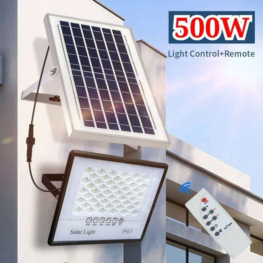 

500W Solar Lamp Outdoor Waterproof Spotlights Solar Lights Remote Control Solar Floodlight Wall Street Garden Lights Sunlight