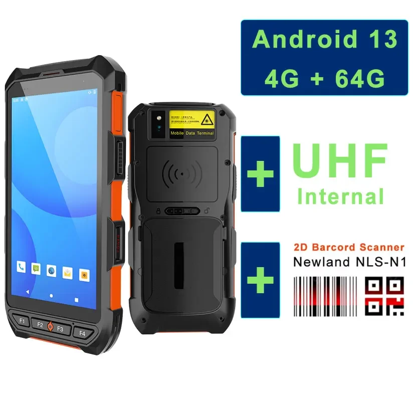 Rugged Android PDA 5.5 Inch 1D 2D Barcode QR Code Scanner Internal UHF RFID Reader Mobile 4G Handheld Data Collection Terminal