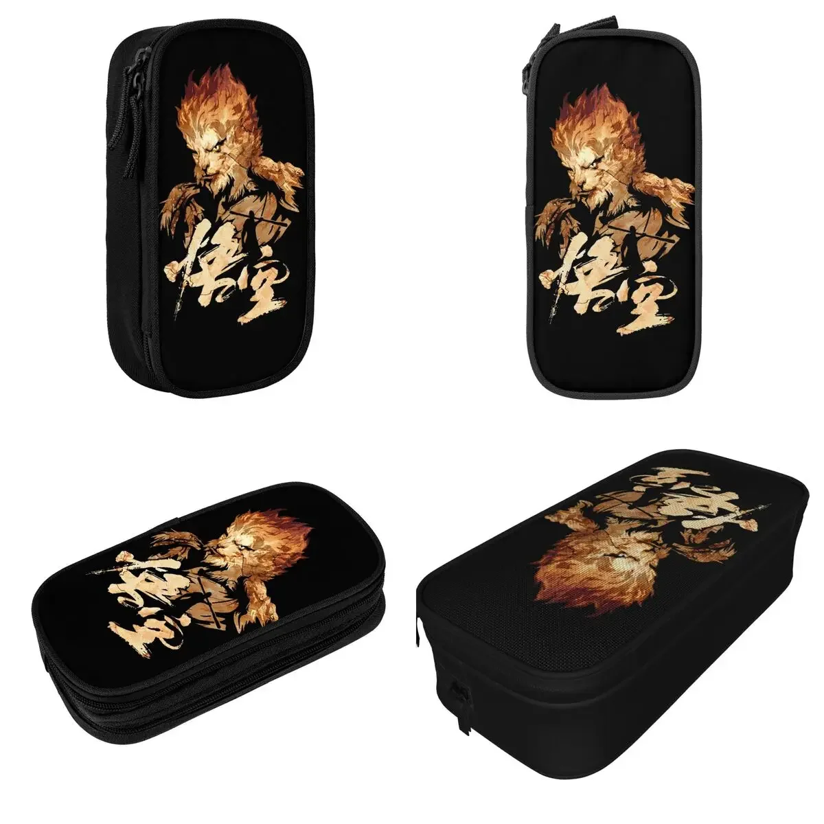 Black Myth Wukong Pencil Cases Monkey King Pen Box Bags Student Big Capacity Office Cosmetic Pencilcases