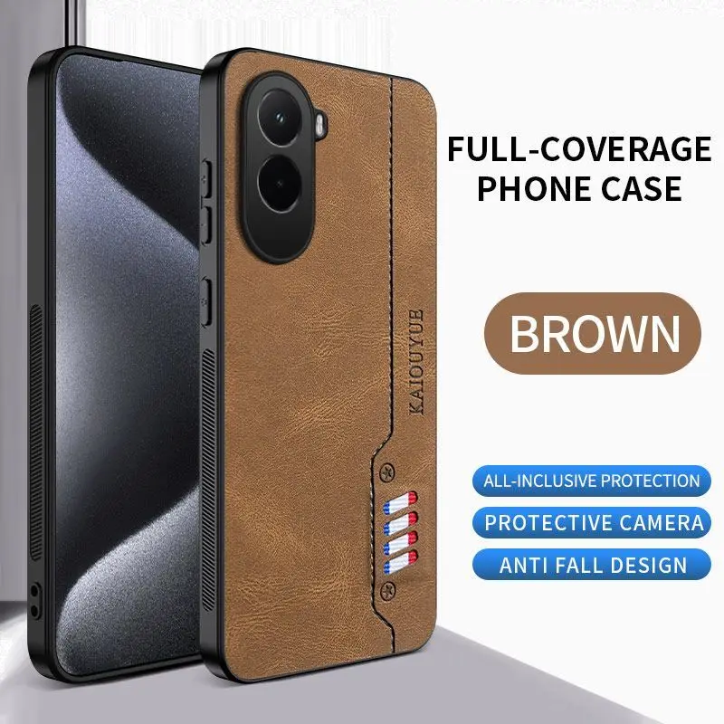 For MI POCO M7 4G Case Simple Business Style Track Plain Leather Skin-friendly Anti-drop Cover For MI POCO M 7 4G Funda