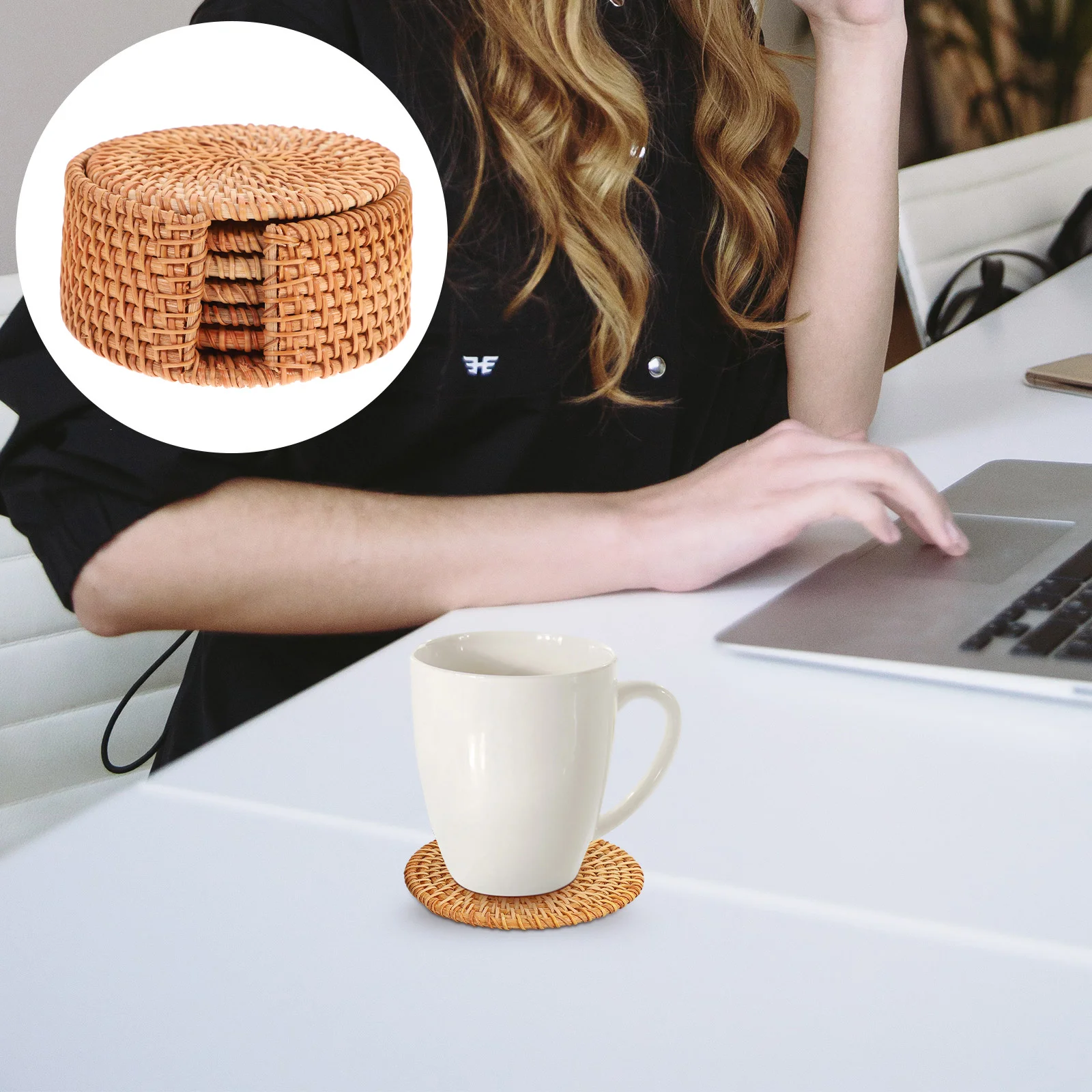 

6pcs Rattan Coasters 10Cm Vietnamese Style Tea Cup Pads Heat Resistant Drink Mats For Coffee Wooden Tableware Protection Home