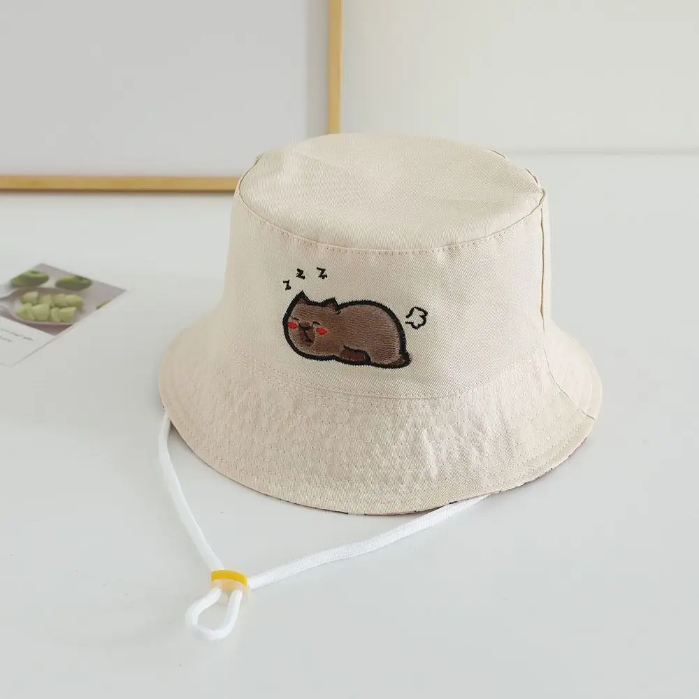 لطيف الكرتون ديناصور الأطفال صياد قبعة التطريز واقية من الشمس قبعة بحافة المضادة للأشعة فوق البنفسجية واسعة حافة الطفل كابيبارا قبعة واقية من الشمس الصبي