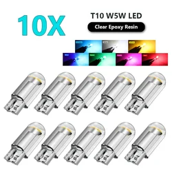 10x Clear Epoxy Resin W5W T10 LED Car Light Bulbs White Green Blue Red 6000K Auto License Plate Clearance Dome Door Lamp DC12V