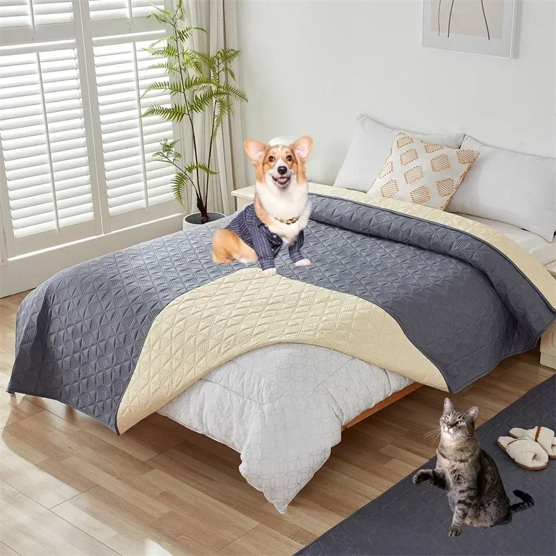 Waterproof Bedspread on The Bed King Size Bed Cover Quilted Mattress Pad Washable Mattress Protector Pet Dog Cat Bed Linen Pads