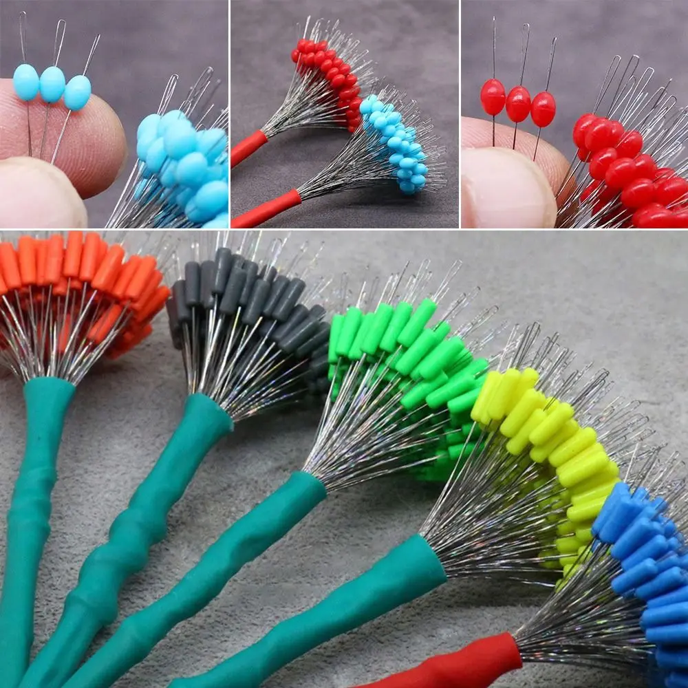 200pcs / pack S/LOlive Float Fishing Bobber Silicone Stopper Space Bean Connector Fishing Line Resistance Fishing Accessories