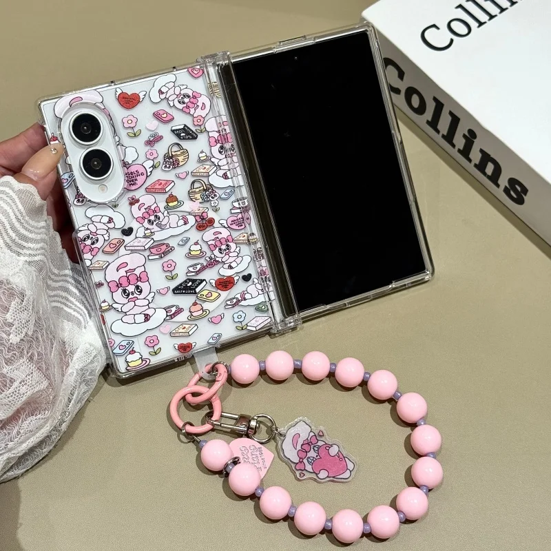 Korean Cute Rabbit Magnetic Phone Case For Samsung Galaxy Z Fold 8 Ultra 7 6 5 Z Fold7 Fold6 Cover with Magsafe Stand Cases Capa