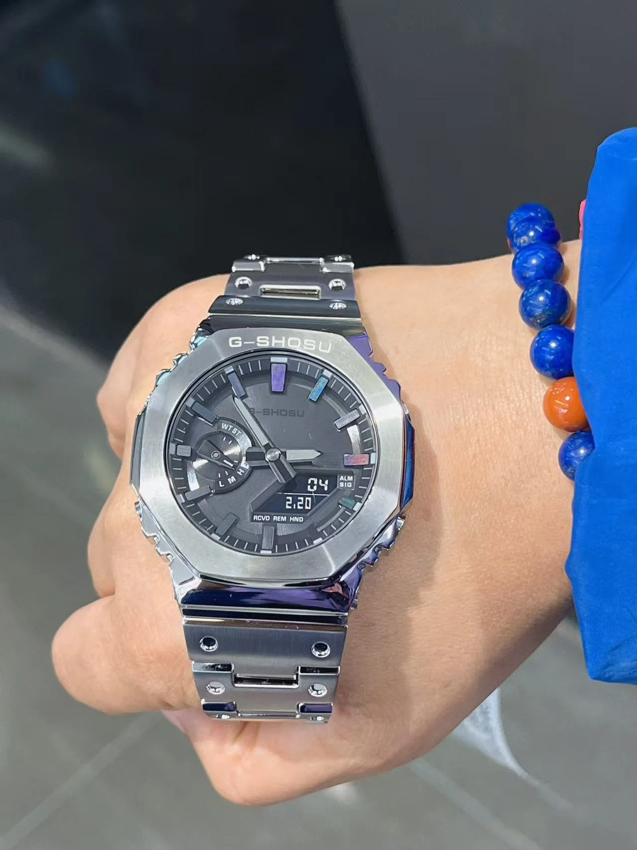 

Унисекс цифровые спортивные часы с металлическим браслетом, LED-дисплеем, водонепроницаемые, полнофункциональные, серия Oak