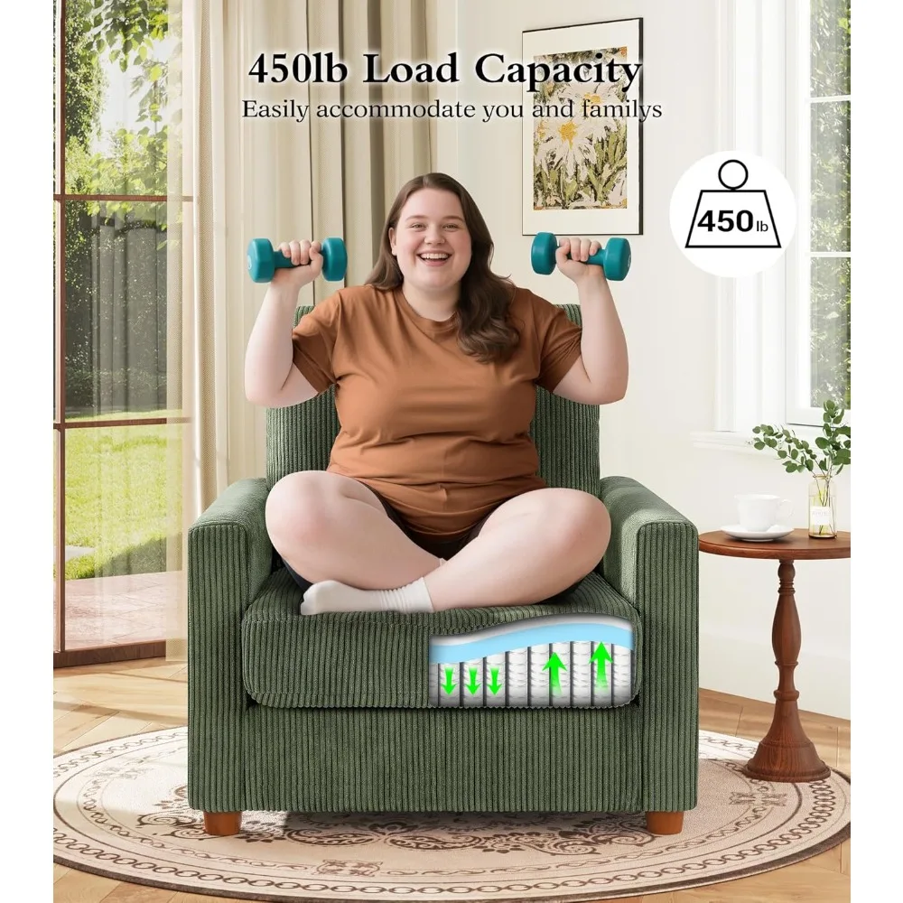 كرسي كبير الحجم 35.5 بوصة، سهل التجميع كراسي غرفة المعيشة، كرسي قراءة سروال قصير لغرفة النوم، لمقعد بعمق 2.5 بوصة #5