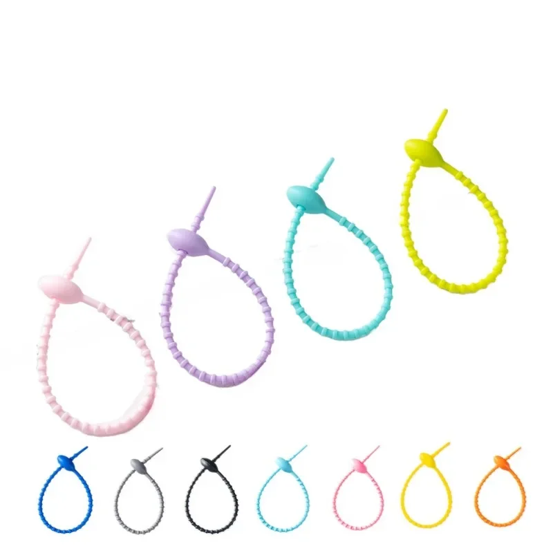 10pcs/set Tadpole Shaped Cable Winder Silicone Ribbon DIY Keychain Pendants for Earphone Charge Cable Line Tie Strap Organizer