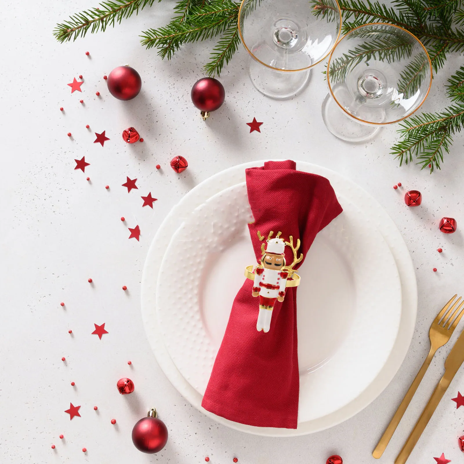 

4pcs Napkin Holder Christmas Buckle Elegant Rings Party Accessories Reusable Cloth Holders Festive Table Settings Holiday