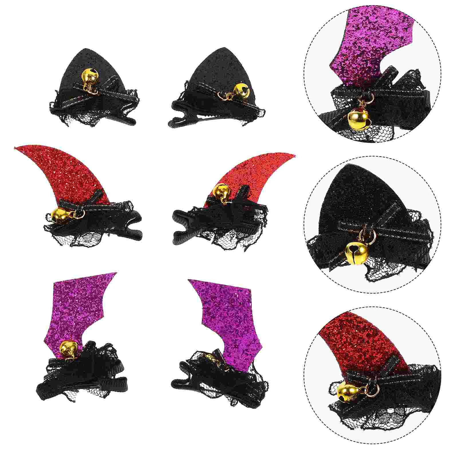 

6 Pcs Halloween Hair Clips Barrettes Party Headdress Funny Accessories Decorations Girls Fabric Miss