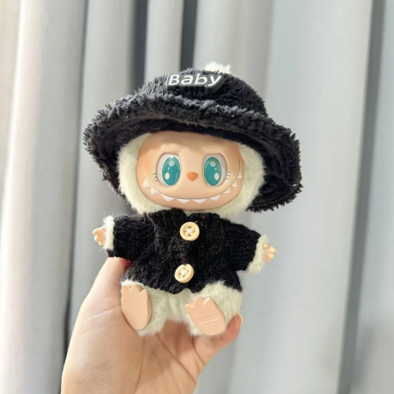 17cm Labubu I II Cute Plush Doll'S Clothes Idol Dolls Sitting Party Clothing Sweater with Hat Accessories For Korea Kpop Exo