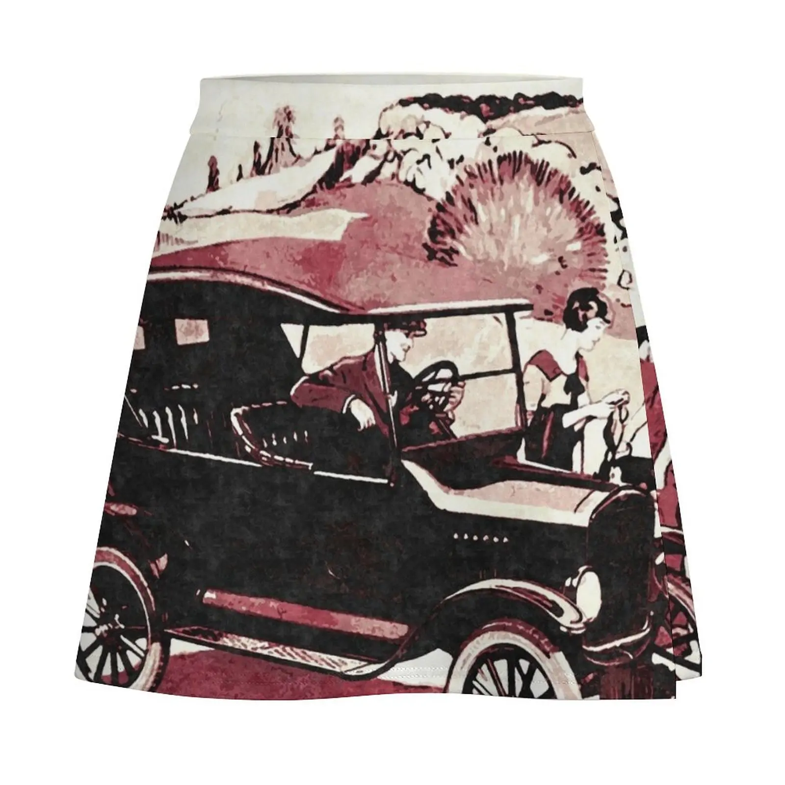 Model T Touring Ad Art Mini Skirt fairy grunge dress women summer 90s vintage clothes mini skirts Mini Skirt