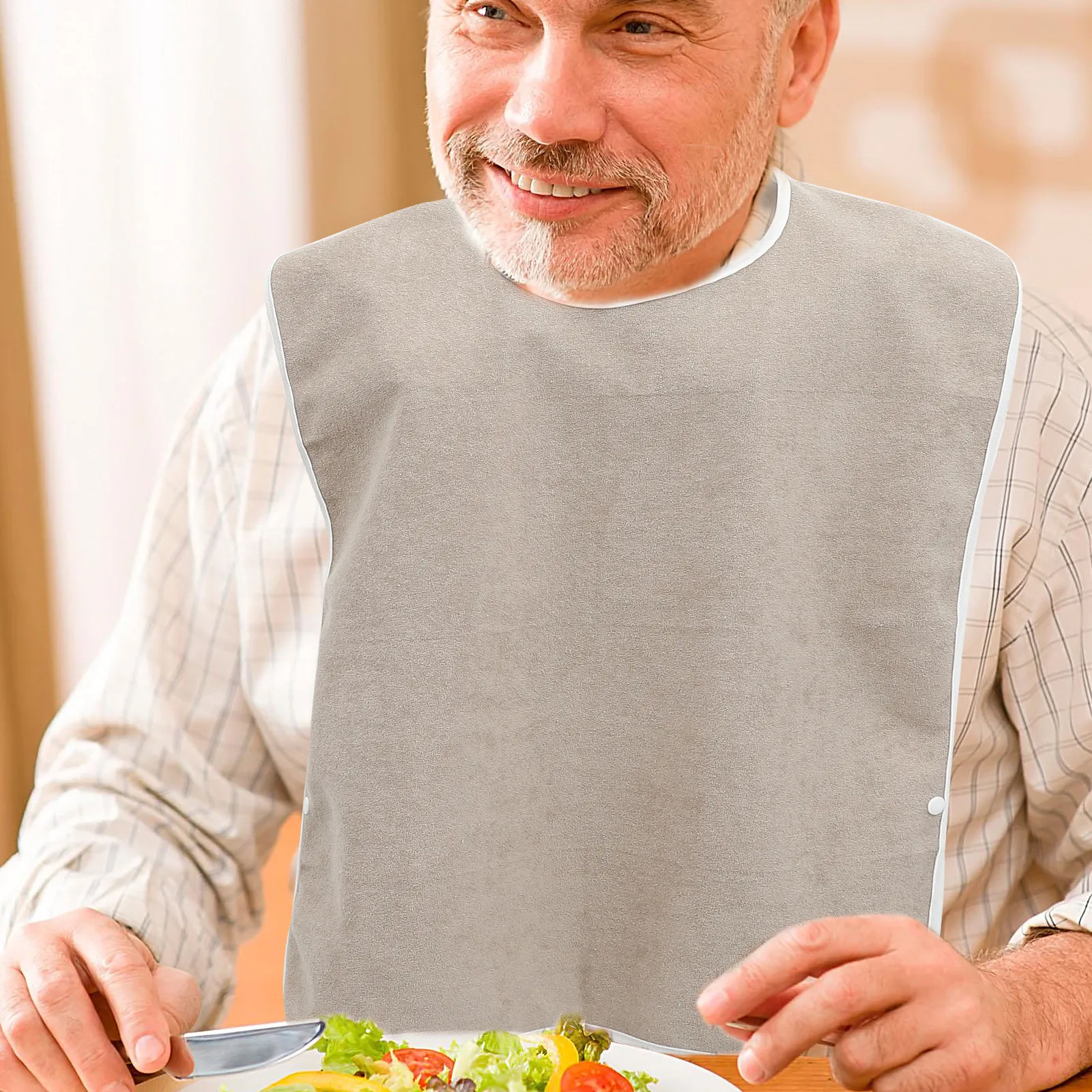 1Pcs Waterproof Adult Bib Practical Eating Apron for Elderly Patients Reusable Durable Feeding Cloth Protector