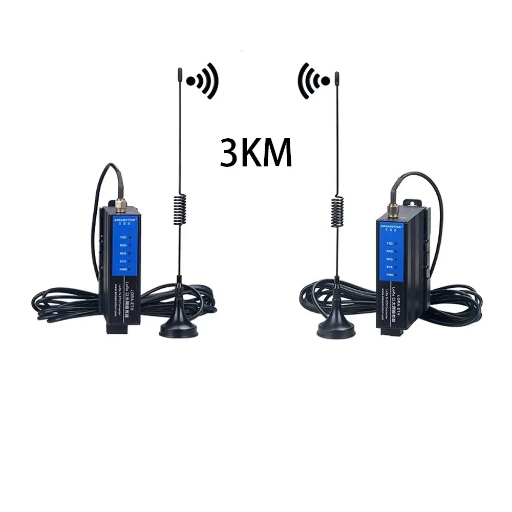 2 Pieces RS232 RS485 RS422 Ethernet to LORA Converter Wireless Modbus Module Remote IO Transmission Signal Data Transceiver