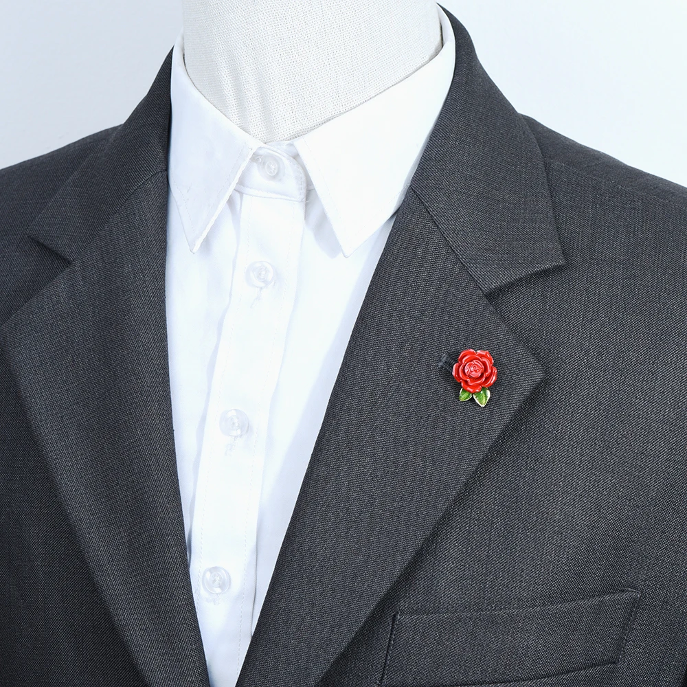 ICEY Luxury Designer Brand Stylish Enamel Rose Flower Brooches For Men Women Metal badge Jewelry Clothes Pin Accessories Party