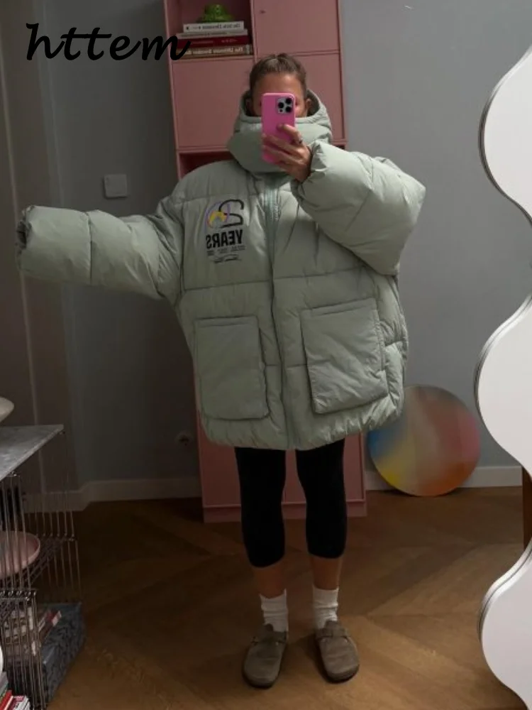 

Уличная стеганая стеганая хлопковая куртка с капюшоном, женская свободная куртка с воротником-стойкой и длинными рукавами, карманами, пальто, осень-зима 2021, женская шикарная верхняя одежда