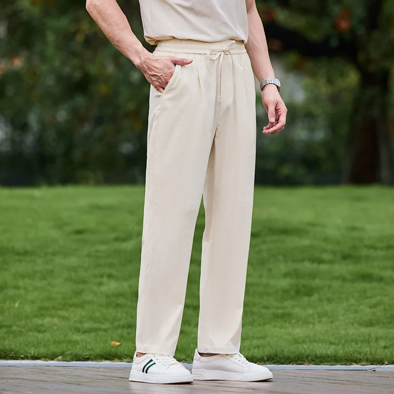 Autumn and summer new men's youthful fashion versatile fashion straight tube simple solid color thin breathable casual pants