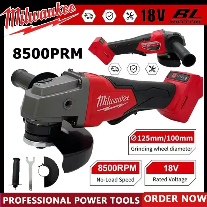 

Milwaukee 125mm Brushless Angle Grinder Cordless Electric Power Tools with No-Lock Paddle Switch for Polishing And Cutting