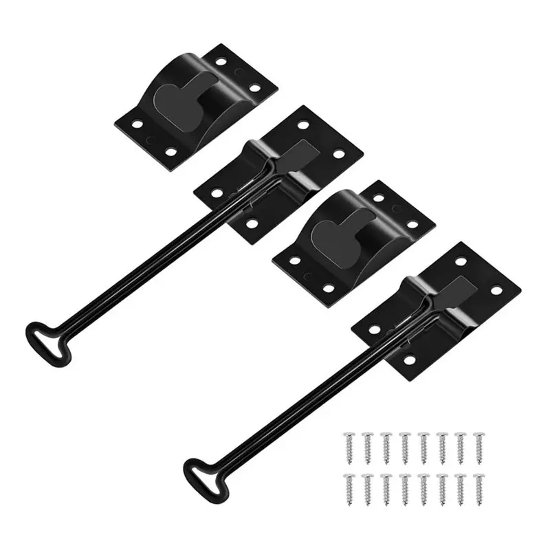 AB61-RV Door Holder 2 Pcs With Silent Snap, Upgrade Noiseless Black Metal Door Latch, Trailer Door Catch