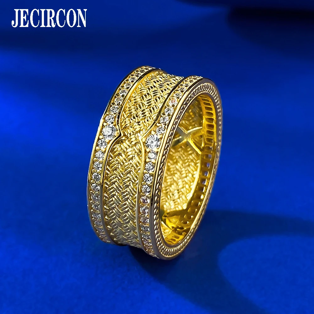 

JECIRCON S925 Sterling Silver 18K Gold-Plated Ring for Women Ancient Filigree Wind and Rain Bridge Fashion Seiko Fine Jewelry