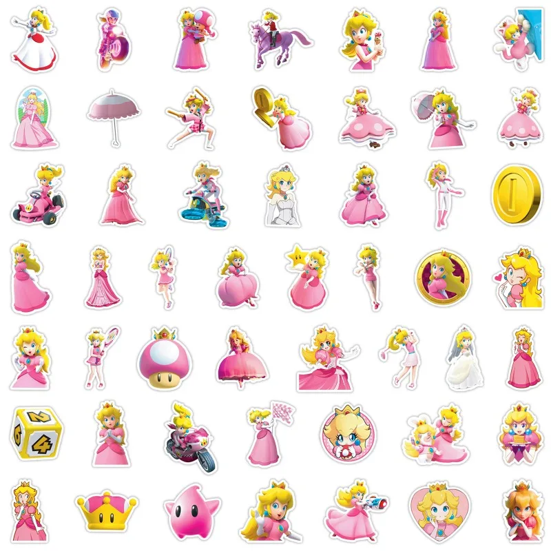 Super Mario Bros Princess Peach Kawaii cartoon pattern stickers Cute stickers anime merchandise small gift
