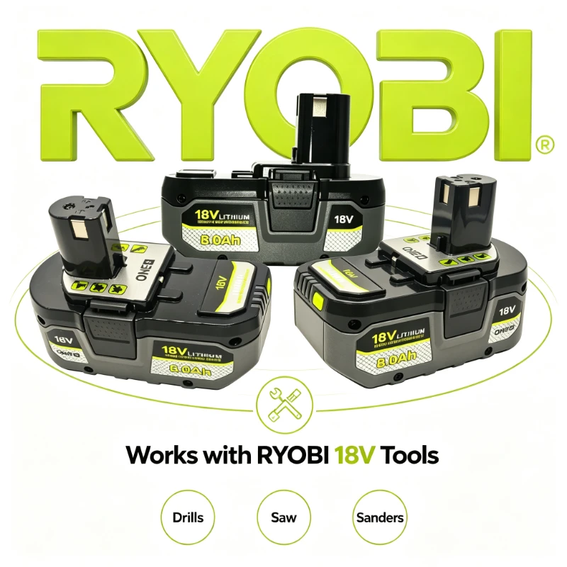 Genuine RYOBI ONE+ P107 18V 6.0Ah Professional Li-ion Battery, Long-lasting Rechargeable Cell for P104 P108 P109 Power Tools