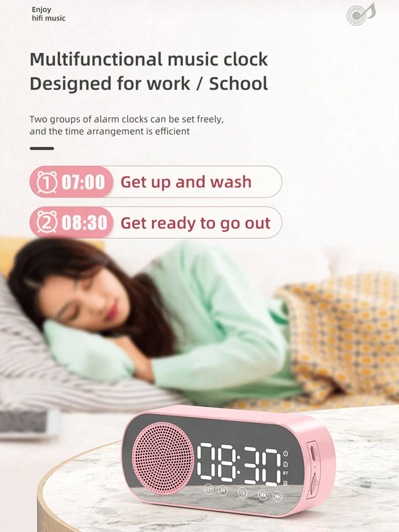 Wireless Bluetooth Speaker, Multi-functional Loud Subwoofer Clock, Mini AI Smart Alarm Clock Speaker image 5
