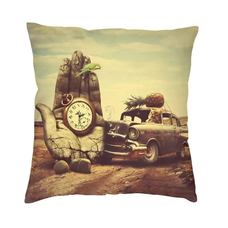 Surrealism Hand Car Clock Pineapple Cat Cushion Covers Salvador Dali Style Soft Modern Throw Pillow Case Home Decor