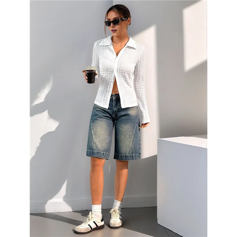 

ASDS-Women's Long Sleeve Shirts Bell Sleeve Button Down Casual Blouse Business Casual Office Outfit