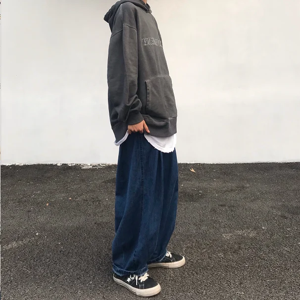 

Джинсы Deep Blue High Street в стиле хип-хоп, рабочие, драпированные, с широкими штанинами, в японском ретро-стиле, свободные, модные