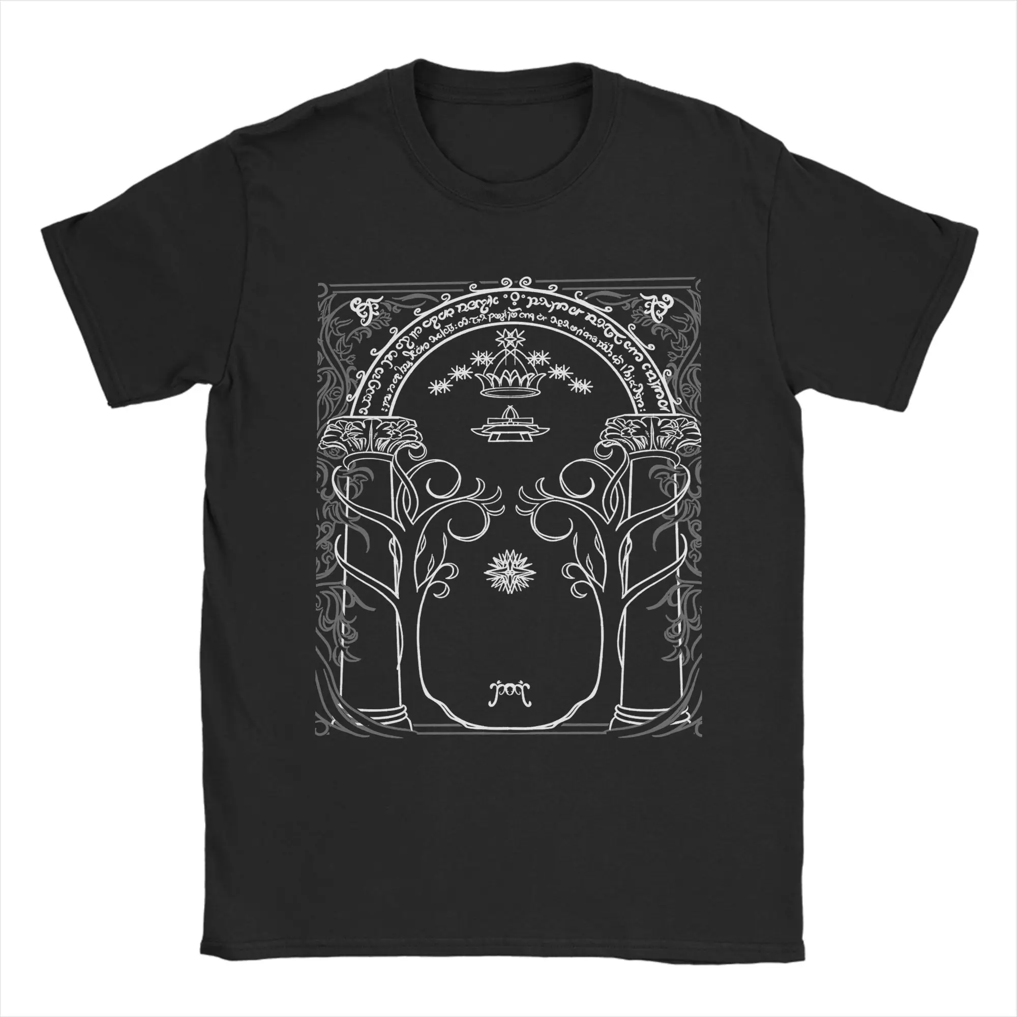 

Men T-Shirt Gate of Moria L-Lords Of The R-Rings Novelty 100% Cotton Tee Shirt Short Sleeve T Shirts Crewneck Clothes Printed