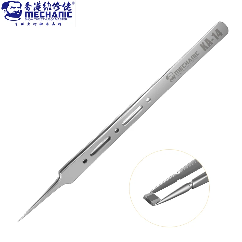 MECHANIC KA-14 Extra-tip Extended Tweezers Non-magnetic/High Hardness Tool for Mobile Phone/Computer Fly Wire Filt Point Repair