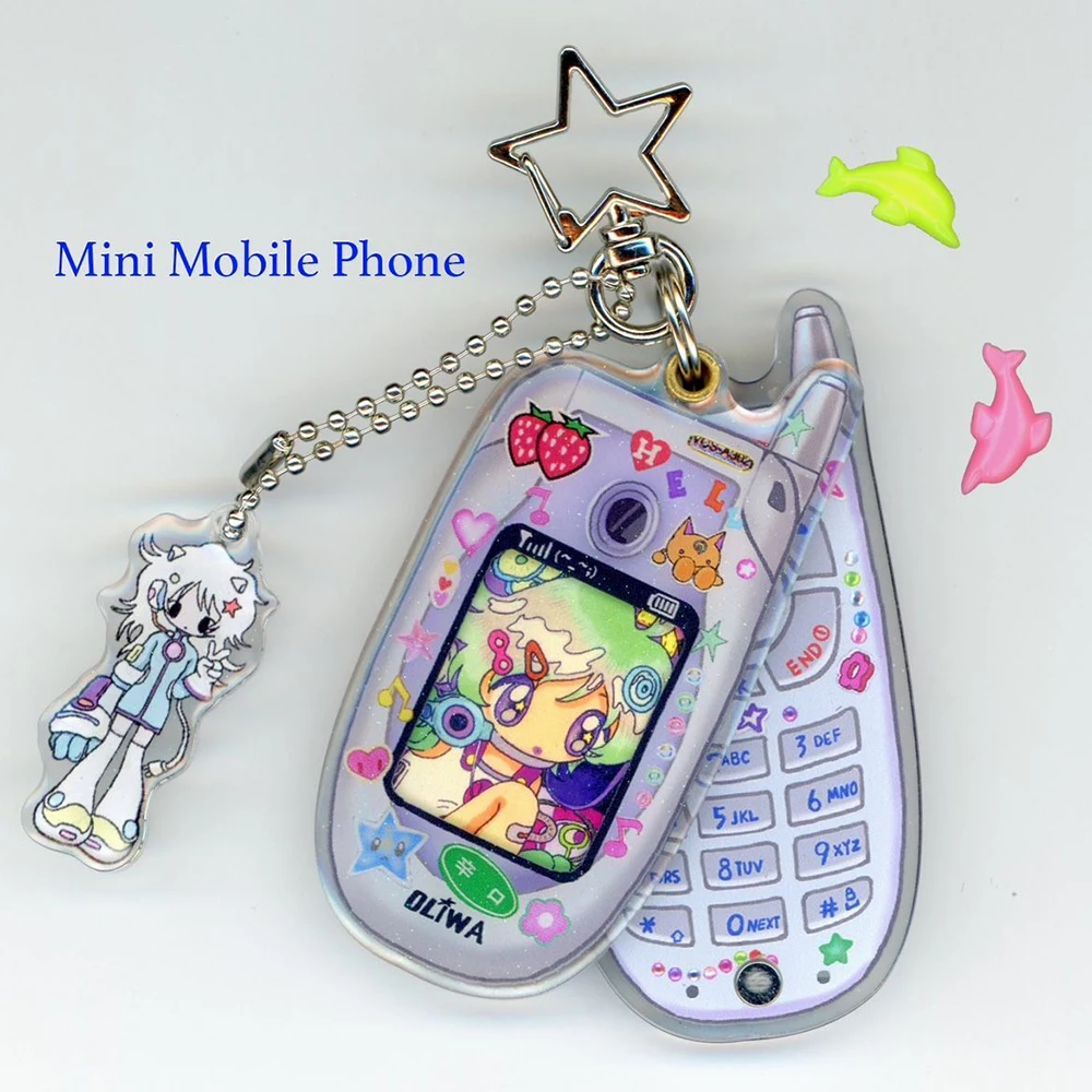 Cartoon Cute Y2k Keychain Mobile Photo Frame Hold Photo Backpack Pendant Acrylic Key Chain Jewelry Keyring Accessories