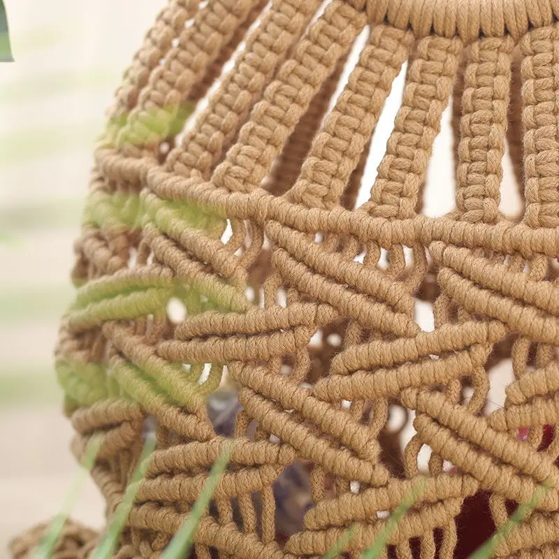 Bolso de mano de mimbre con mango de madera, hecho a mano, de Color sólido, con cuerda de algodón, para vacaciones en la playa, novedad de verano 2023