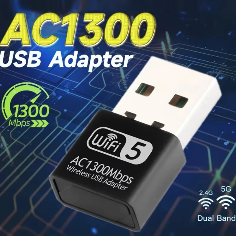 AC1300 Mini USB Wi-Fi адаптер 2,4G и 5G двухдиапазонный ключ сетевая карта 1300 Мбит/с 802.11AC беспроводной Wi-Fi приемник для настольного ноутбука