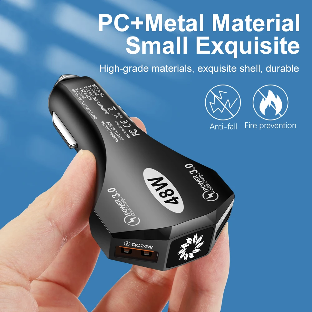 

Автомобильное зарядное устройство PD 48 Вт, тип C, быстрая зарядка, автоматический адаптер для мобильного телефона для iPhone 15 16 Pro Max Xiaomi 14 15 Huawei, адаптер в автомобиле