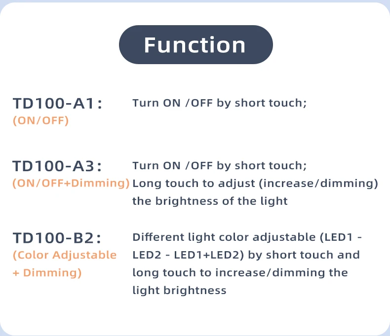 12V 24V 5A LED-Licht-Touch-Schalter und Lichtfarbtemperaturregler für Badezimmerspiegel LED-Licht-Touch-Schalter – Detail 7