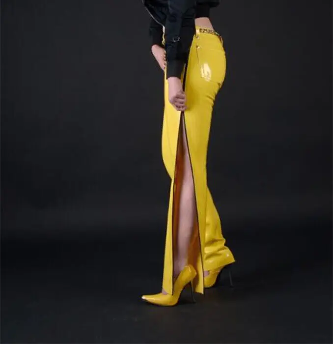 

Latex Rubber Gummi Yellow Pants Party Masquerade Trousers Hosen Cosplay