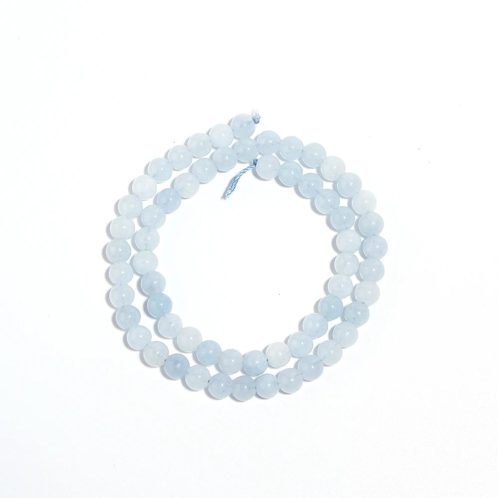 Natuurlijke Aquamarijnen Stenen Kralen 4 6 8 10mm Lichtblauwe Ronde Losse Stenen Kralen Voor Sieraden Maken DIY Armbanden ketting Benodigdheden